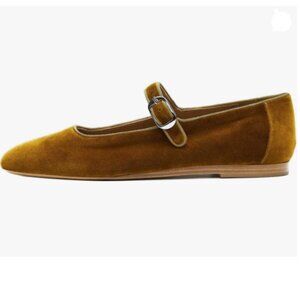 Elegant Velvet Flats in Mustard Brown
